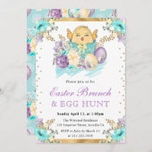 Kute Waterverf Floral Chick in Egg Easter Brunch Kaart (Voorkant / Achterkant)