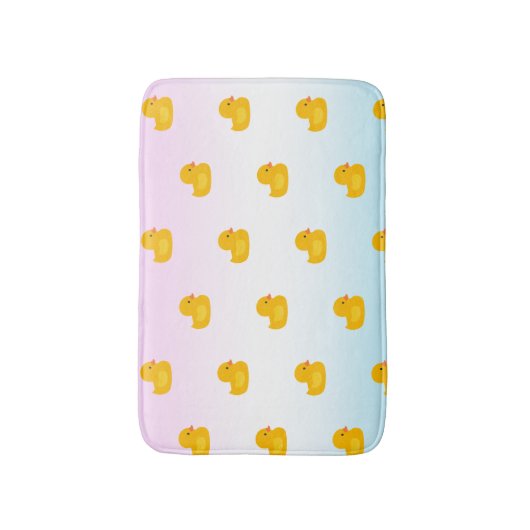 Kute waterverf gele eendenpatroon blauwe gradiënt badmat (Voorkant Verticaal)