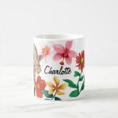 Kute Waterverf Giraffe Floral Name Koffiemok (Center)