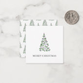 Kute Waterverf kerstboom Notitiekaartje (Voorkant / Achterkant in situ)