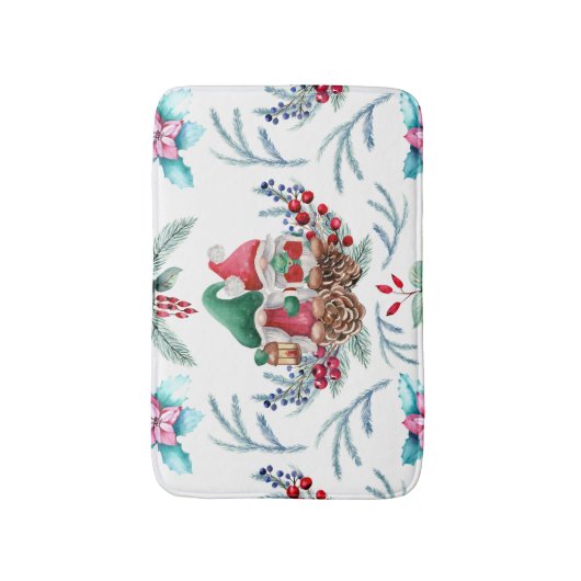 Kute Waterverf kerstgnomen Badmat (Voorkant Verticaal)