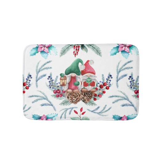 Kute Waterverf kerstgnomen Badmat (Voorkant)
