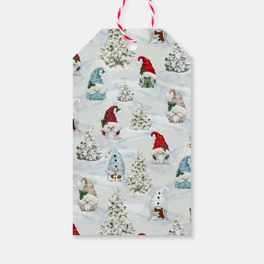 Kute Waterverf kerstgnomen Cadeaulabel (Achterkant)