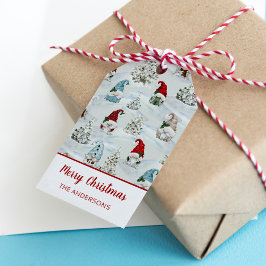 Kute Waterverf kerstgnomen Cadeaulabel
