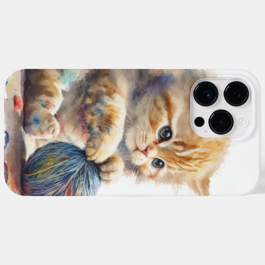 KUTE WATERVERF KITTEN MET BAL VAN GARENS Case-Mate iPhone CASE (Achterkant (horizontaal))