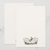 Kute waterverf konijn met bloemen bedankkaart (Voorkant / Achterkant)