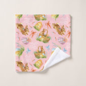 Kute waterverf konijnen en oosterelementen bad handdoek (Wasdoekje)