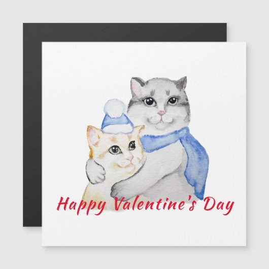 Kute waterverf kwetse katten op Valentijnsdag (Voorkant / Achterkant)