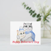 Kute waterverf kwetse katten op Valentijnsdag Briefkaart (Staand voorkant)
