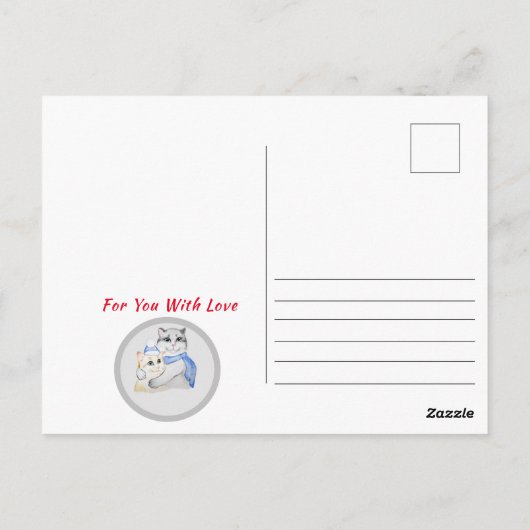 Kute waterverf kwetse katten op Valentijnsdag Briefkaart (Achterkant)