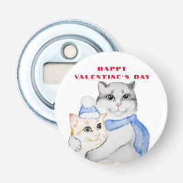 Kute waterverf kwetse katten op Valentijnsdag Button Flesopener