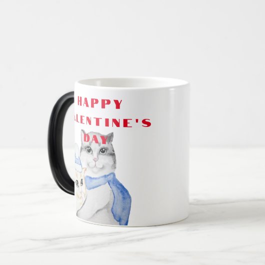 Kute waterverf kwetse katten op Valentijnsdag Magische Mok (Voorkant links)