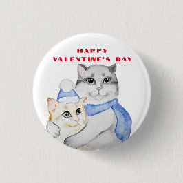 Kute waterverf kwetse katten op Valentijnsdag Ronde Button 3,2 Cm