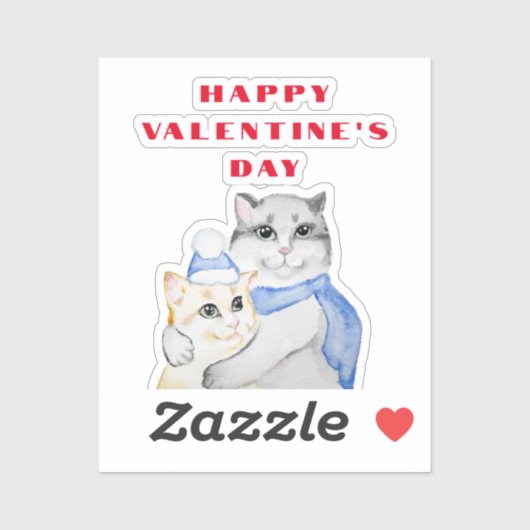 Kute waterverf kwetse katten op Valentijnsdag Sticker (Vel)