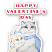 Kute waterverf kwetse katten op Valentijnsdag Sticker (Voorkant)