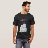 Kute waterverf kwetse katten op Valentijnsdag T-shirt (Voorkant volledig)