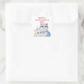 Kute waterverf kwetse katten op Valentijnsdag Vierkante Sticker (Tas)