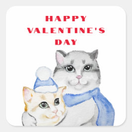 Kute waterverf kwetse katten op Valentijnsdag Vierkante Sticker