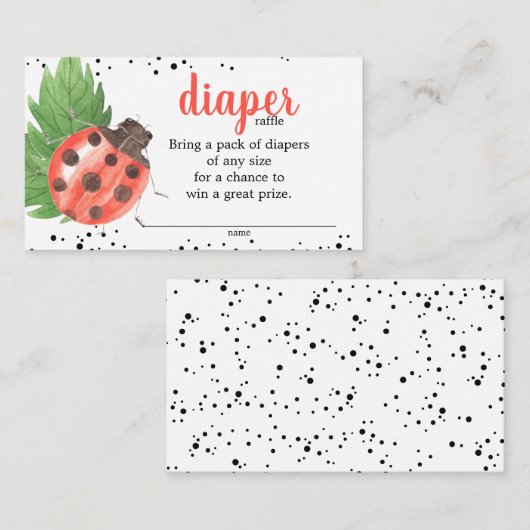 Kute Waterverf Ladybug Baby shower Diaper Raffle Informatiekaartje (Voorkant / Achterkant)