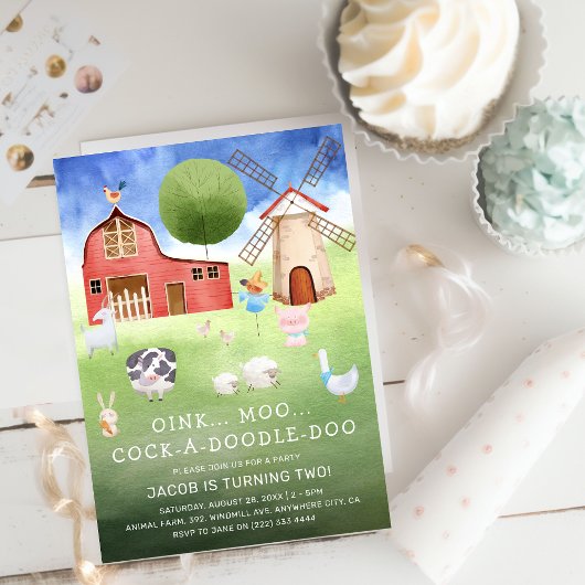 Kute Waterverf landbouwhuisdieren Gejaard Kaart