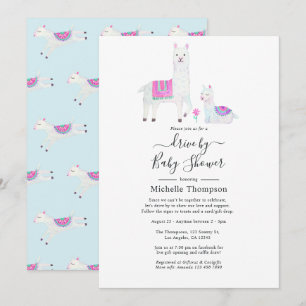 Kute Waterverf Llama-themad per Baby shower Kaart