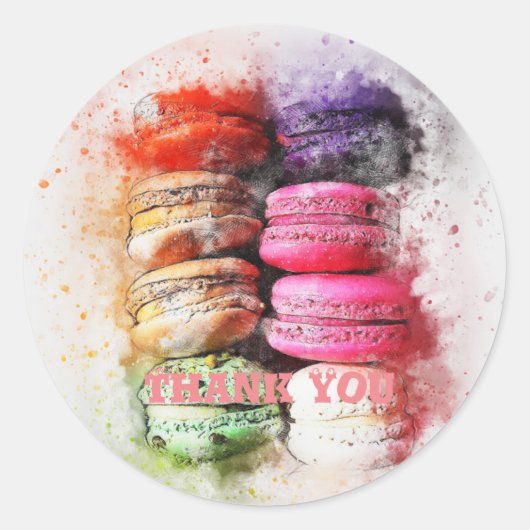 Kute Waterverf Macaron Abstracte Klassieke Sticker (Voorkant)