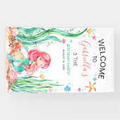 Kute Waterverf Mermaid under the Zee Birthday Ban Spandoek (Horizontaal)