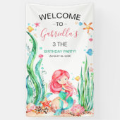 Kute Waterverf Mermaid under the Zee Birthday Ban Spandoek (Verticaal)