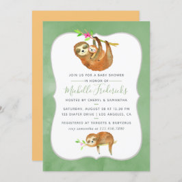 Kute Waterverf met het thema Baby shower Uitnodige Kaart