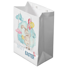Kute Waterverf Moderne Happy Paast Bunny-ballonnen Medium Cadeauzakje