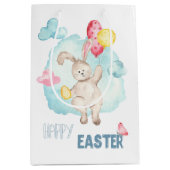 Kute Waterverf Moderne Happy Paast Bunny-ballonnen Medium Cadeauzakje (Voorkant)