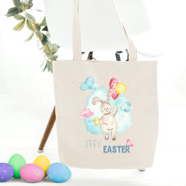Kute Waterverf Moderne Happy Paast Bunny-ballonnen Tote Bag