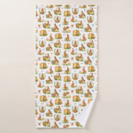 Kute waterverf-oosterkonijnen bad handdoek