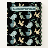 Kute Waterverf op Black Dinosaur Pattern Notitieboek (Achterkant)