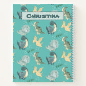 Kute Waterverf op licht Blauwgroen dinosauruspatro Notitieboek (Achterkant)