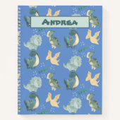 Kute Waterverf op Light Blue Dinosaur Pattern Notitieboek (Voorkant)