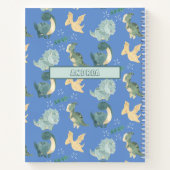 Kute Waterverf op Light Blue Dinosaur Pattern Notitieboek (Achterkant)