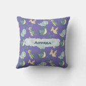 Kute Waterverf op Light Paars Dinosaur Cloud Kussen (Achterkant)