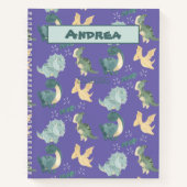 Kute Waterverf op Light Paars Dinosaur Pattern Notitieboek (Voorkant)