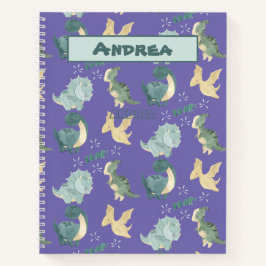 Kute Waterverf op Light Paars Dinosaur Pattern Notitieboek