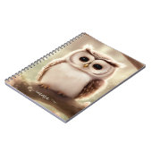 Kute Waterverf Owl Notitieboek met naam (Linkerzijde)