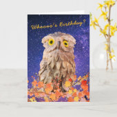 Kute Waterverf Owl op een Kaart van de Douane van  (Gele Bloem)