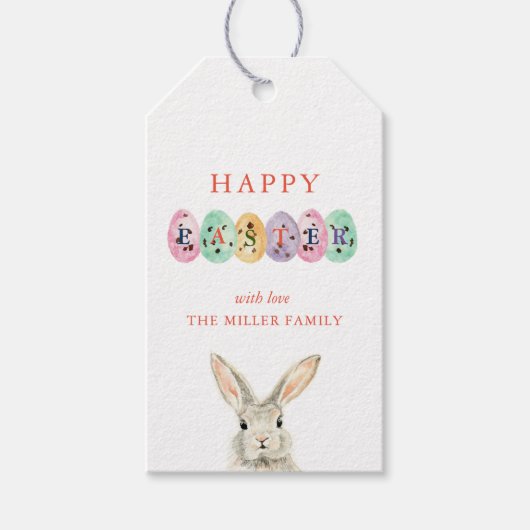 Kute waterverf paasbundel en eieren voor tassen cadeaulabel (Voorkant)