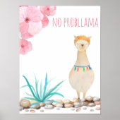Kute Waterverf Pastel No Probllama Llama Nursery Poster (Voorkant)