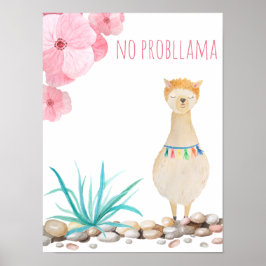 Kute Waterverf Pastel No Probllama Llama Nursery Poster