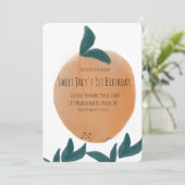 Kute Waterverf Peach Sweet Birthday Kaart (Staand voorkant)