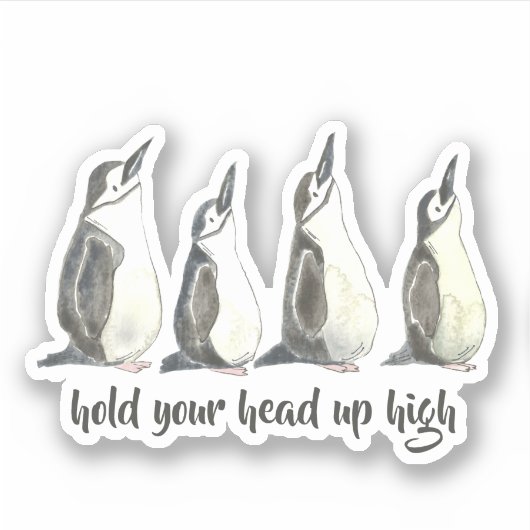 Kute Waterverf pinguïns houden je hoofd omhoog Sticker (Voorkant)