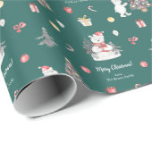 Kute Waterverf Polar Beer met kerstbegroeting Cadeaupapier (Rol Hoek)