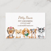 Kute Waterverf Puppies Pet Grooming Service Busin Visitekaartje (Voorkant)