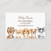 Kute Waterverf Puppies Pet Grooming Service Visitekaartje (Voorkant)